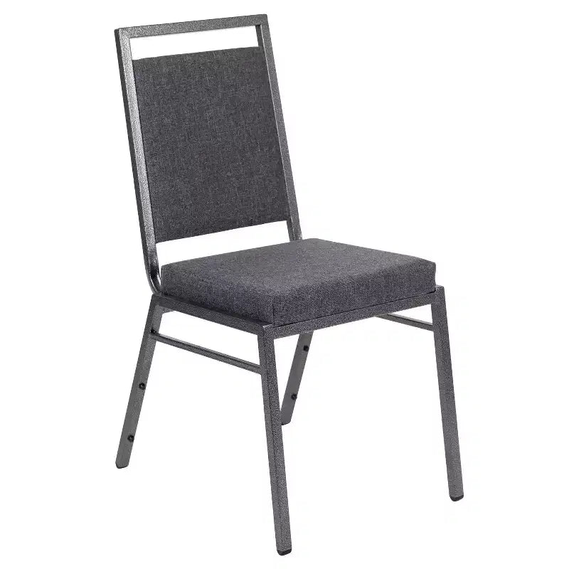 Square Back Stacking Banquet Chair with Silvervein Frame