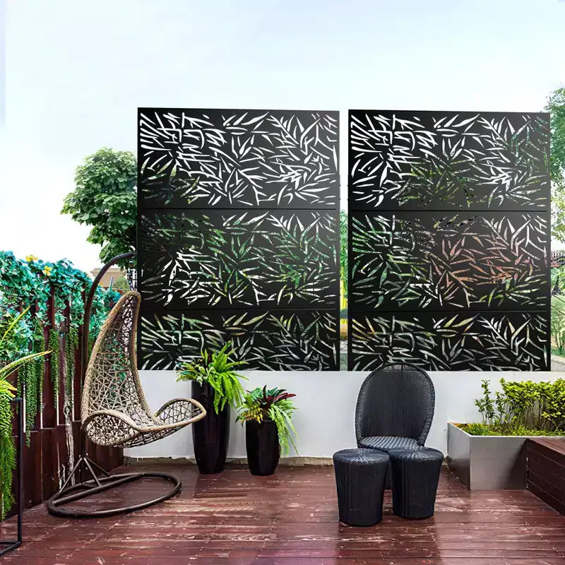 Metal Outdoor Privacy Screen – Freestanding Patio Decorative Panel
