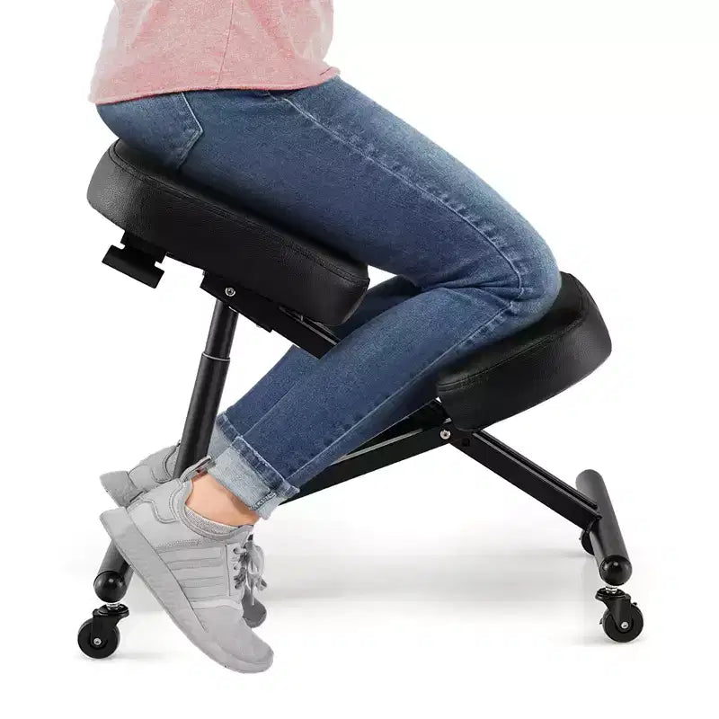 Ergonomic Kneeling Chair – Adjustable Angle Seat with Lockable Universal Wheels