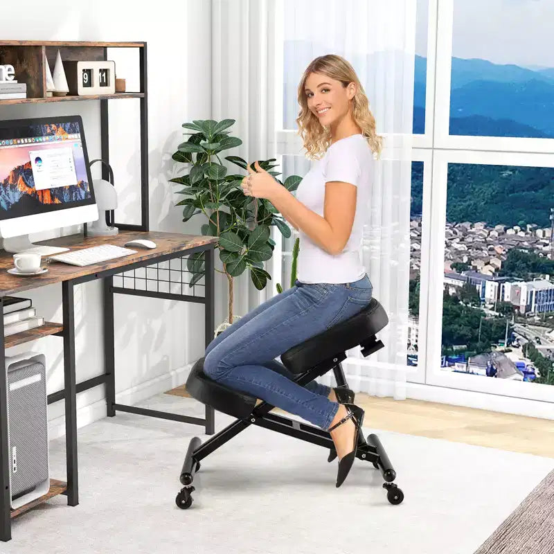 Ergonomic Kneeling Chair – Adjustable Angle Seat with Lockable Universal Wheels