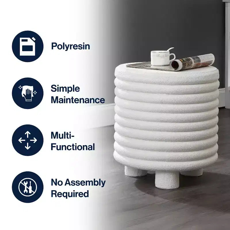 18" Minimalist Modern 3-Legged Drum Indoor/Outdoor Accent Table