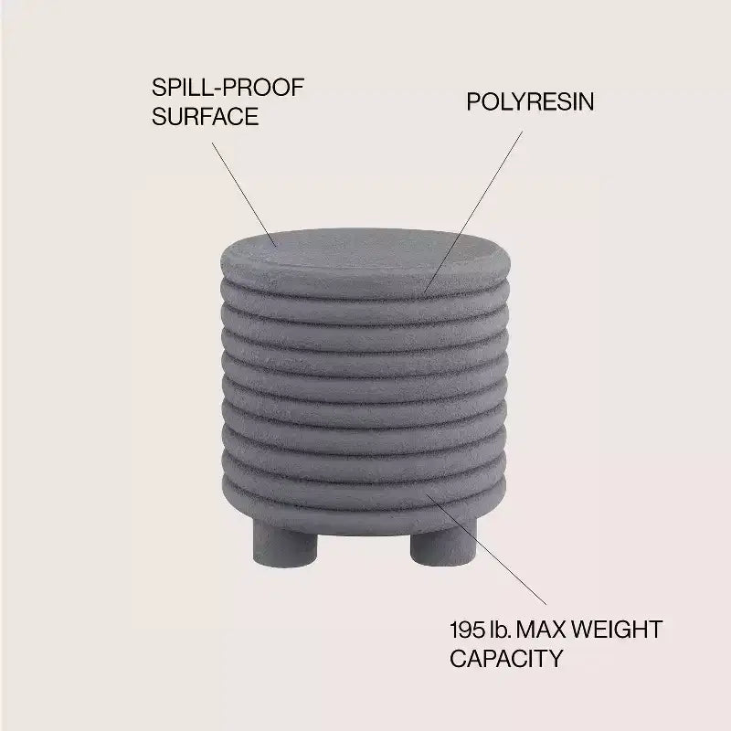 18" Minimalist Modern 3-Legged Drum Indoor/Outdoor Accent Table