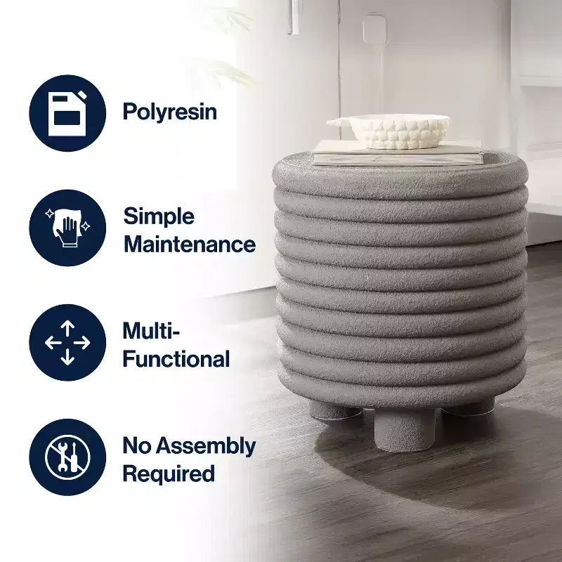 18" Minimalist Modern 3-Legged Drum Indoor/Outdoor Accent Table